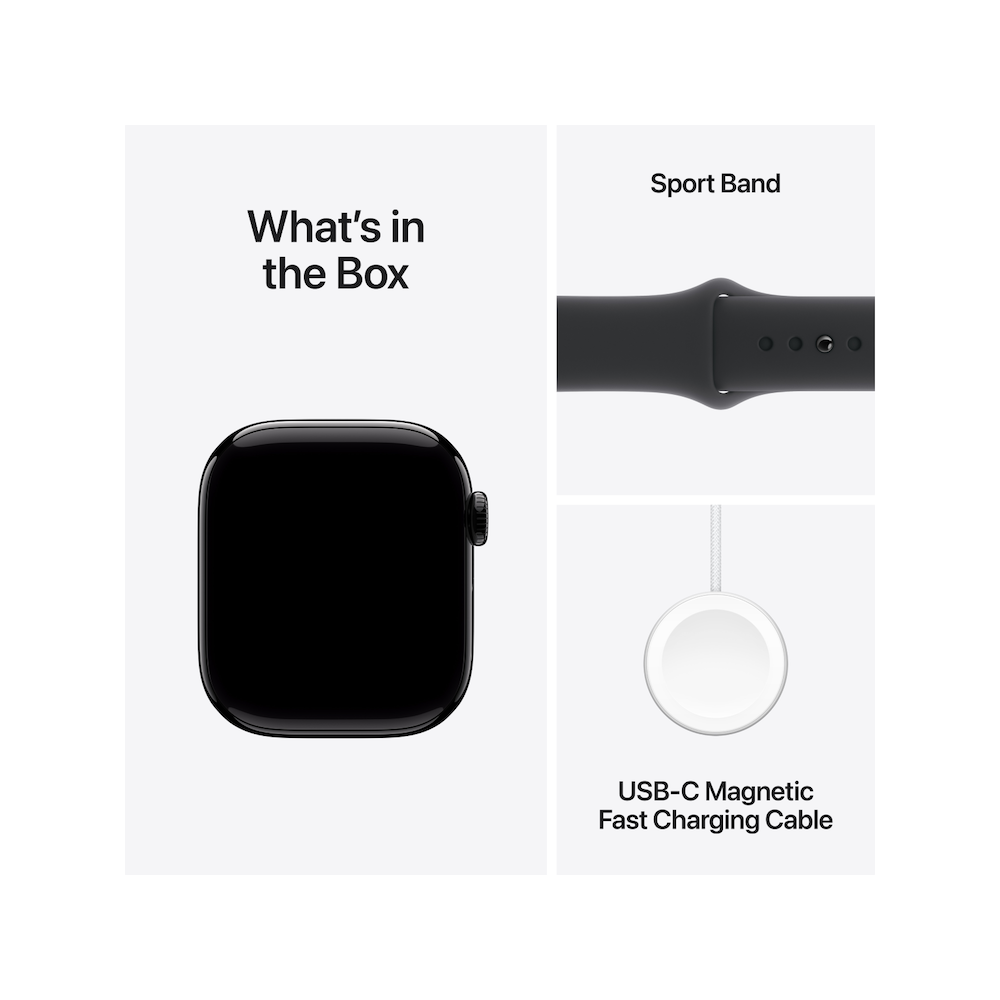 Apple Watch Series 10 42mm Jet Black Aluminium Case with Black Sport Band - Image 7