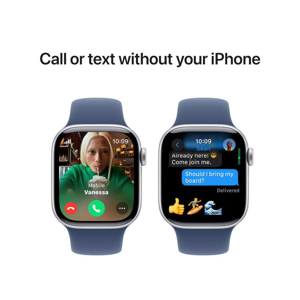 Apple Watch Series 10 42mm Silver Aluminium Case with Denim Sport Band - Image 8