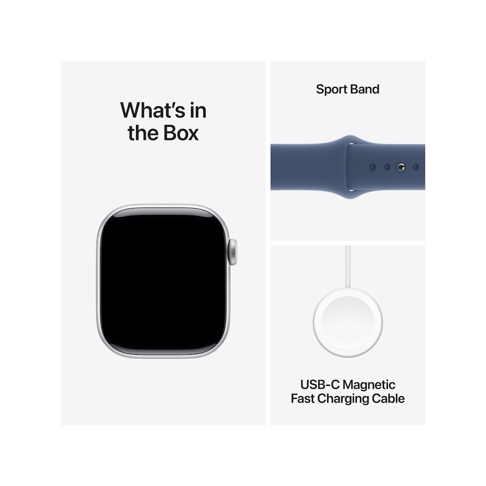 Apple Watch Series 10 42mm Silver Aluminium Case with Denim Sport Band - Image 3