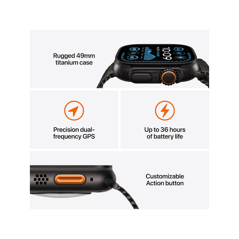 Apple Watch Ultra 2 Black Titanium Case with With Trail Loop - Image 5