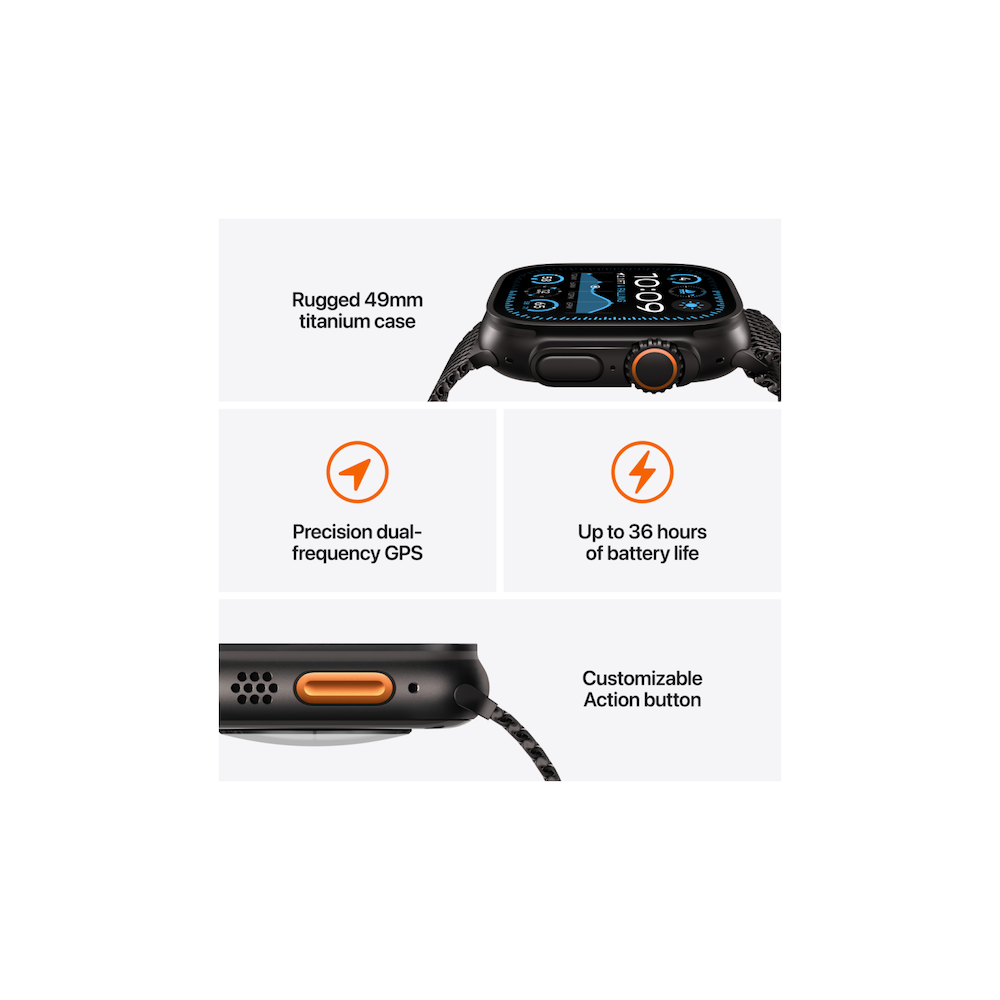 Apple Watch Ultra 2 Titanium Case with Blue Trail Loop - Image 3